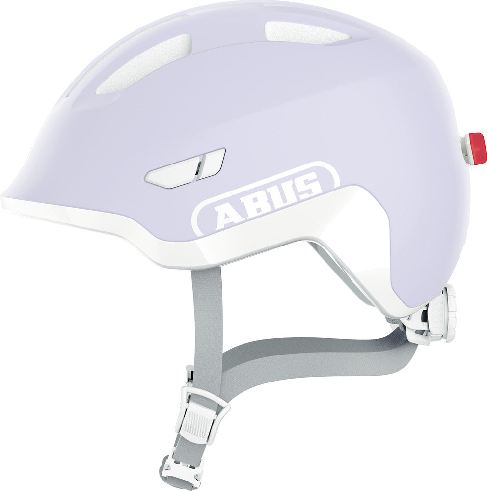 Abus Smiley 3.0 Ace LED Pure Lavender. Lilla cykelhjelm til baby og barn