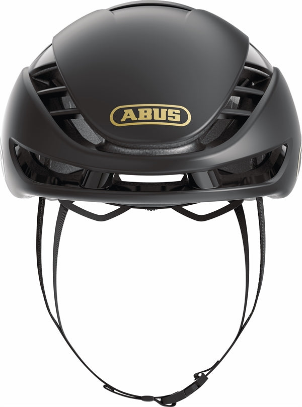 Abus Gamechanger 2.0 Black Gold. Sort og guld farvet aerohjelm til landevej og sport