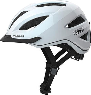 Abus Pedelec 1.1 Pearl White med regnslag og LED lys - El Cykelhjelm str. 52-57 cm