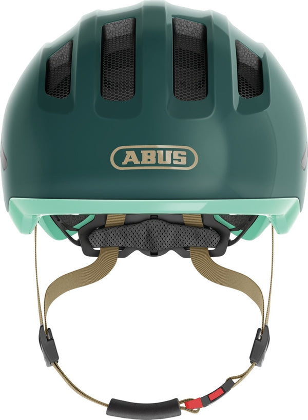 Abus Smiley 3.0 Ace LED Royal Green. Mørkegrøn cykelhjelm til børn og baby med aftagelig LED lygte bagpå