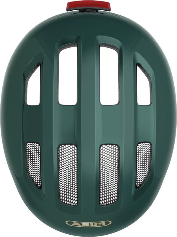 Abus Smiley 3.0 Ace LED Royal Green. Mørkegrøn cykelhjelm til børn og baby med aftagelig LED lygte bagpå