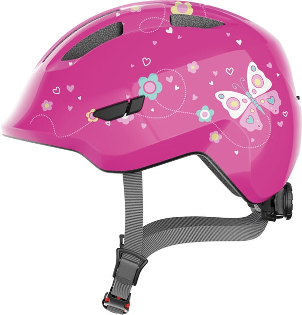Abus Smiley 3.0 Pink Butterfly | pink cykelhjelm med sommerfugle til baby og små børn