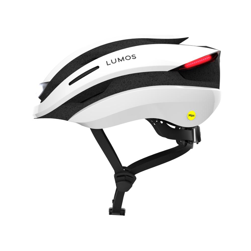 Lumos Ultra Mips Jet White. Hvid cykelhjelm med LED lys