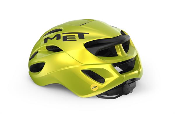 Met Rivale Mips Lime Yellow Metallic Glossy | Lime gul cykelhjelm til landevej med mips