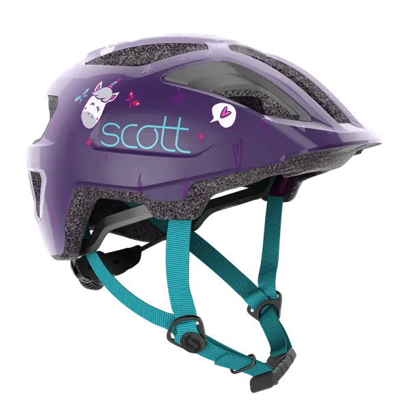 Scott Spunto Kid Deep Purple Blue LED lys 46-52 cm | cykelhjelm til små børn. Testet god af Tænk